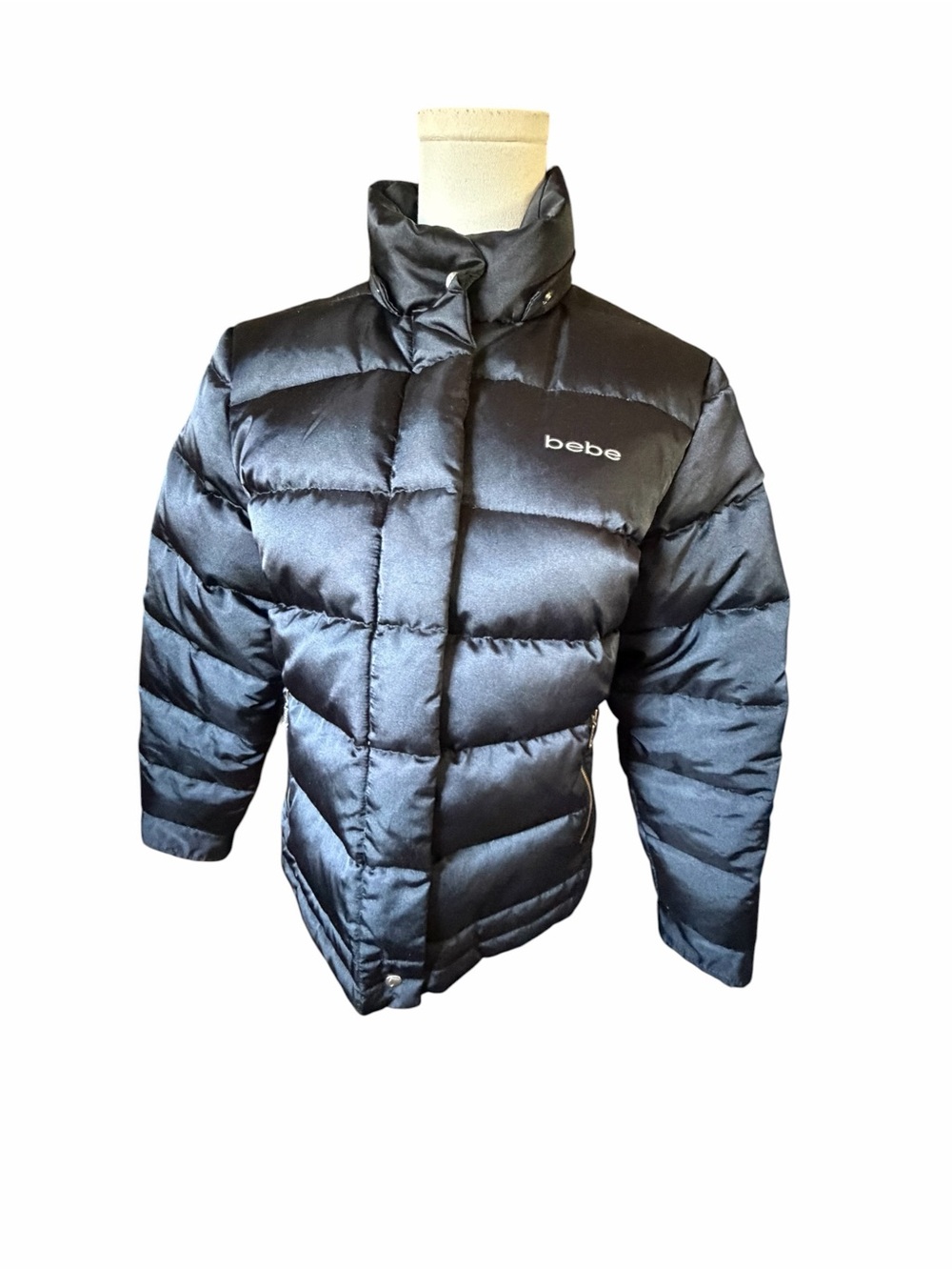 bebe  Down Filled  Black Puffer Jacket - Insulated Quilted Coat Womens Medium